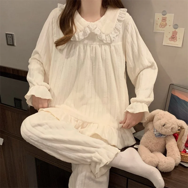 双面法兰绒240g套装女秋冬保暖家居服款号8906M-XXL 细节图2