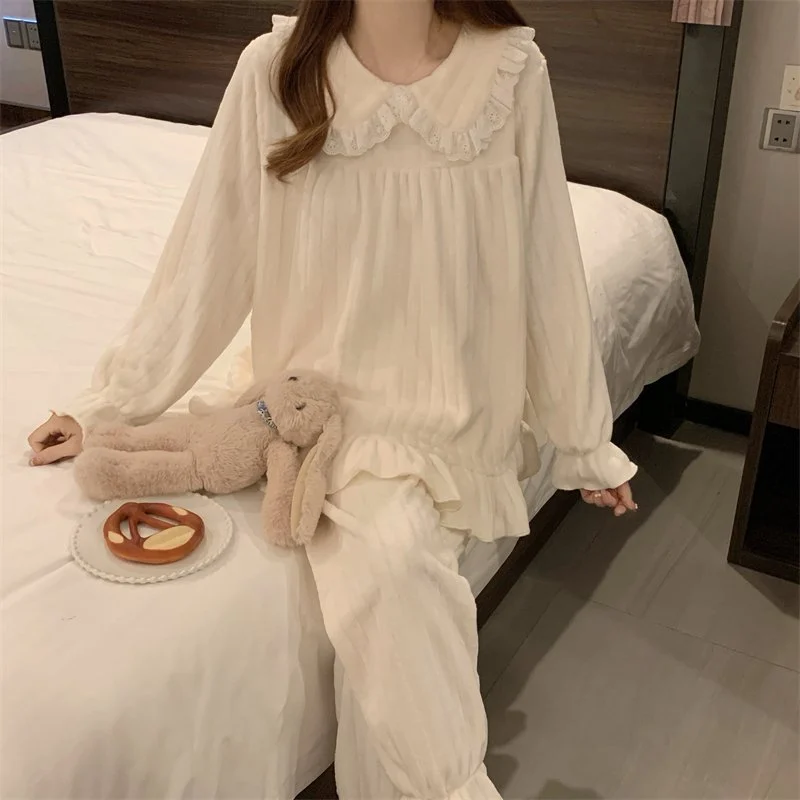 双面法兰绒240g套装女秋冬保暖家居服款号8906M-XXL 细节图3