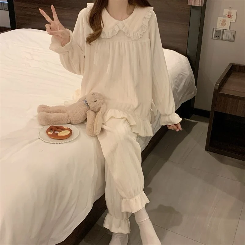 双面法兰绒240g套装女秋冬保暖家居服款号8906M-XXL 细节图5
