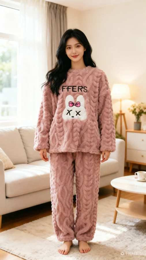 塔芙蓉麦穗菱形FFERS兔子套装秋冬保暖家居服