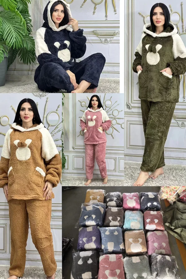 舒棉绒萌兔拼接带帽套装秋冬保暖家居服款号260606-22成人LXL