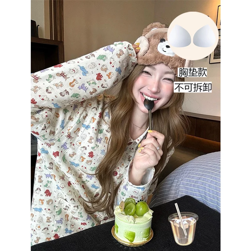 Women's Cloud Cotton Cartoon Zoo Loungewear Two-Piece Set photo 4 (style SM-F317D6)