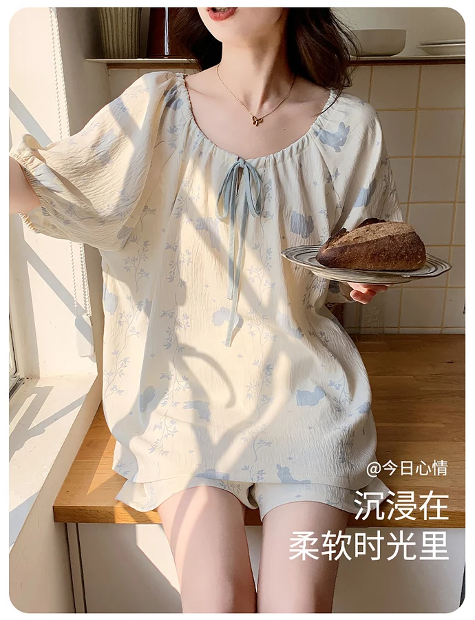 Women's Cloud Cotton Pajama Set, Loose Comfortable Soft Skin-Friendly photo 3 (style SM-BBB93E)