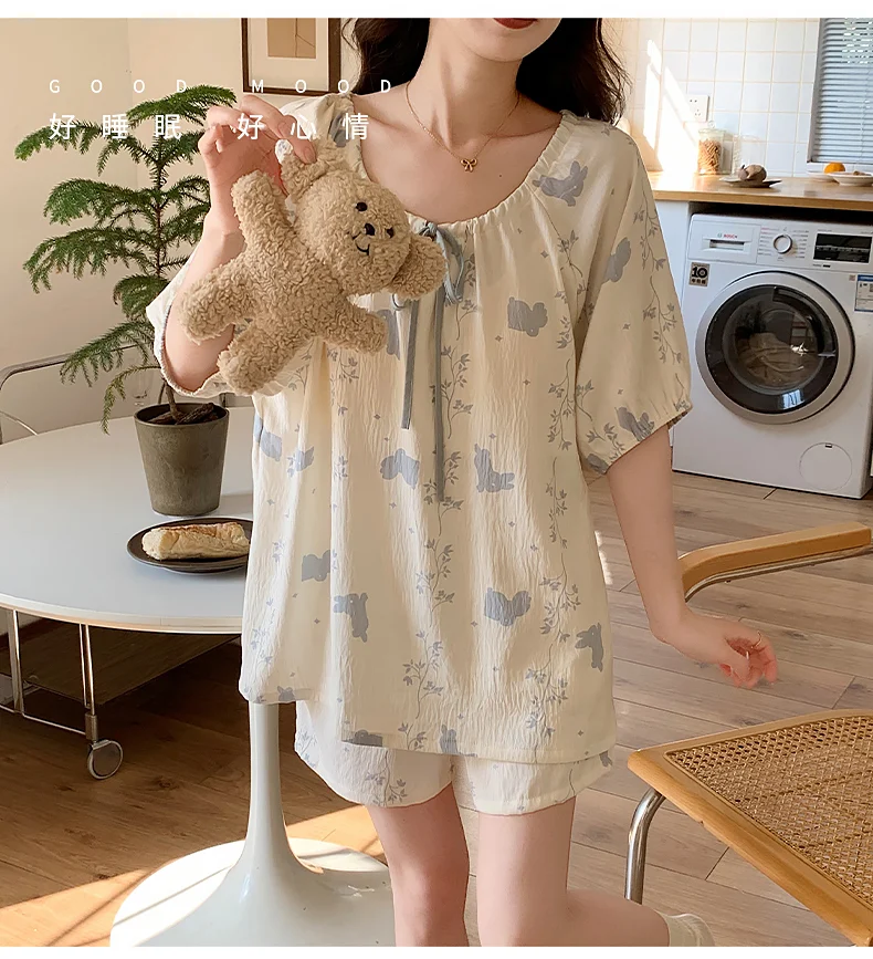 Women's Cloud Cotton Pajama Set, Loose Comfortable Soft Skin-Friendly photo 6 (style SM-BBB93E)