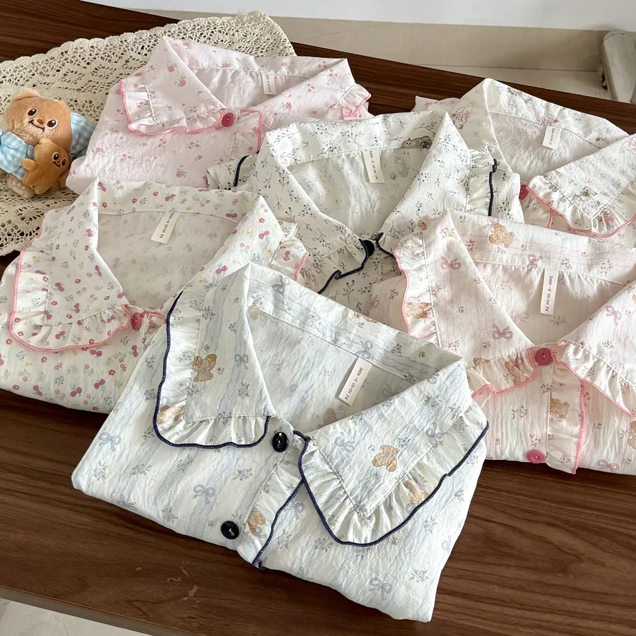 Women's Autumn/Winter Doll Collar Padded Cloud Cotton Pajama Set photo 2 (style SM-FD9B01)