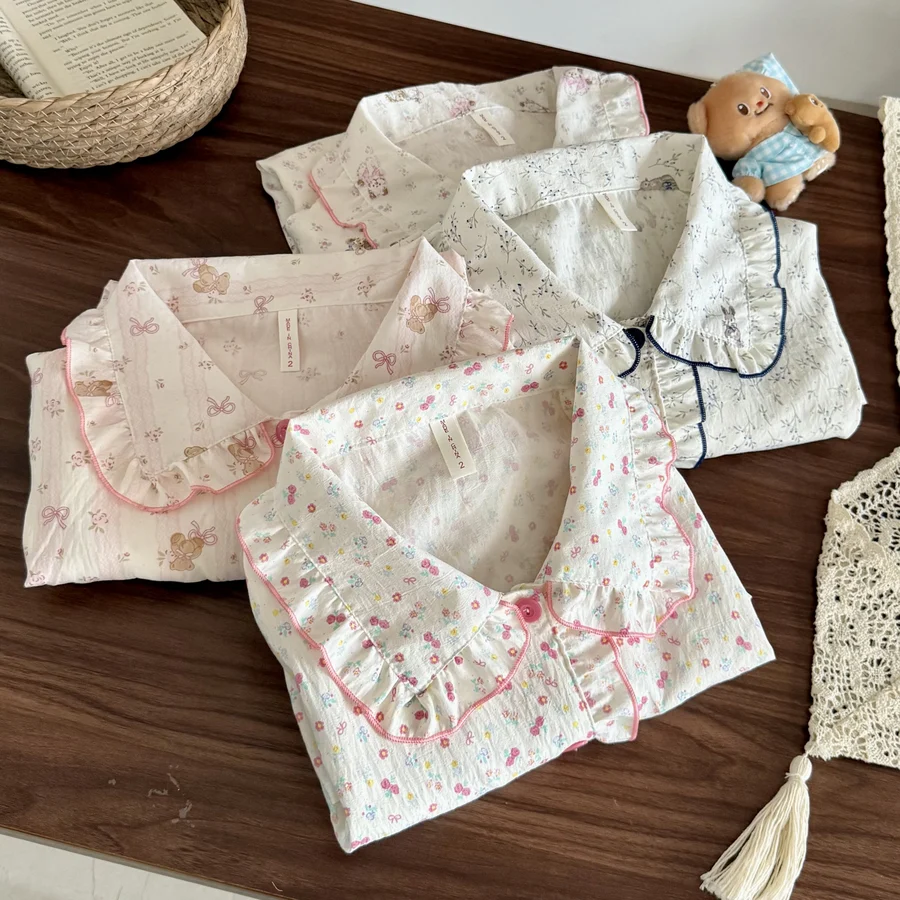 Women's Autumn/Winter Doll Collar Padded Cloud Cotton Pajama Set photo 3 (style SM-FD9B01)