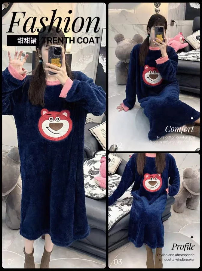 Women's Winter Thickened Flannel Nightgown photo 5 (style SM-39B3B9)