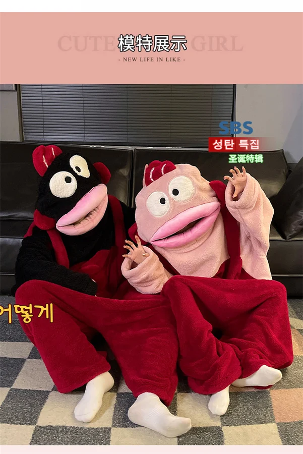 Thickened Coral Fleece Cartoon One-Piece Pajama Set Autumn Winter Wome photo 5 (style SM-18931A)