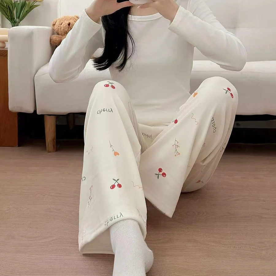 Girls' Autumn Winter Cartoon Print Warm Loose Derong Sleep Pants photo 6 (style SM-ED132E)