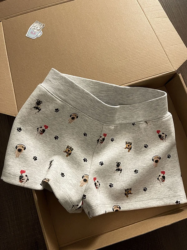 Women's Cartoon Puppy Print Milk Silk Pajama Pants Summer photo 2 (style SM-D4317A)