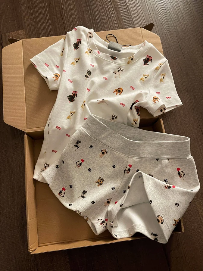 Women's Cartoon Puppy Print Milk Silk Pajama Pants Summer photo 3 (style SM-D4317A)