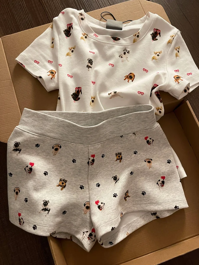 Women's Cartoon Puppy Print Milk Silk Pajama Pants Summer photo 4 (style SM-D4317A)