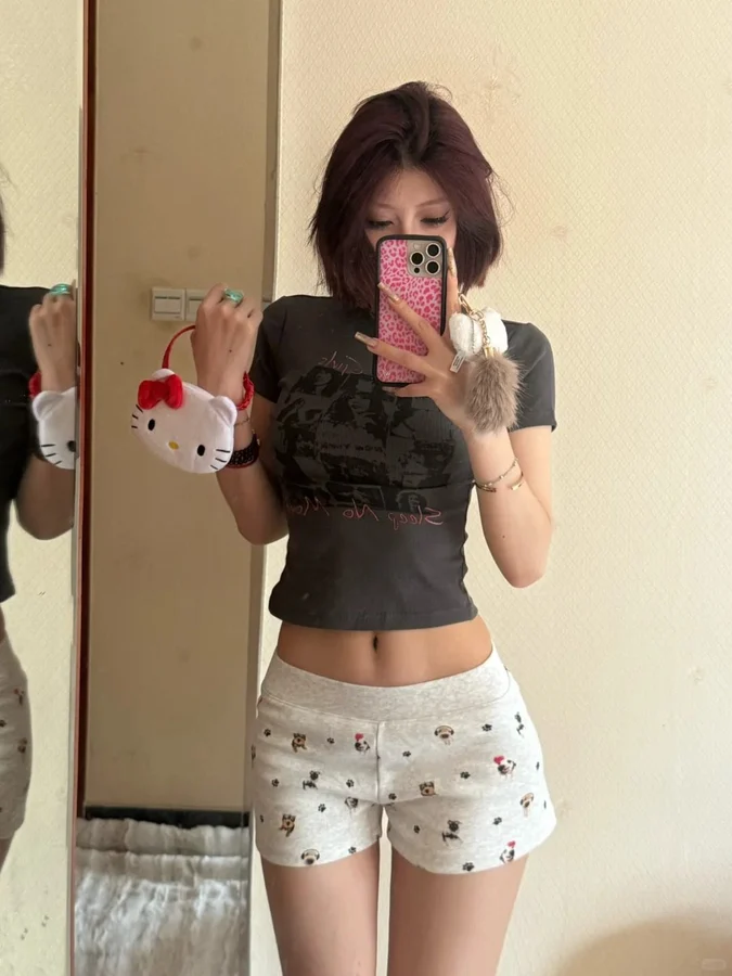 Women's Cartoon Puppy Print Milk Silk Pajama Pants Summer photo 5 (style SM-D4317A)