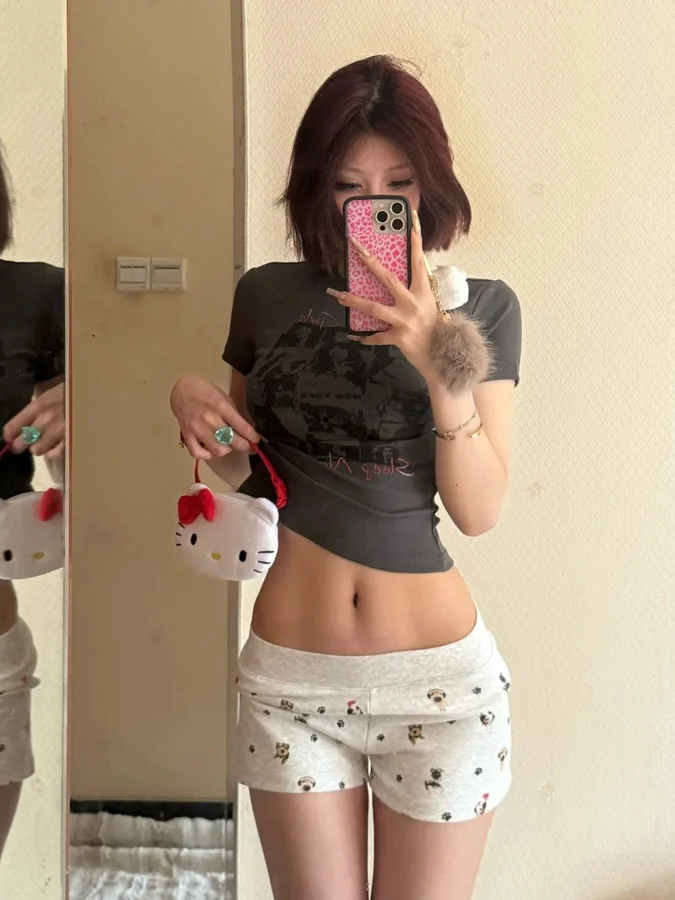 Women's Cartoon Puppy Print Milk Silk Pajama Pants Summer photo 6 (style SM-D4317A)