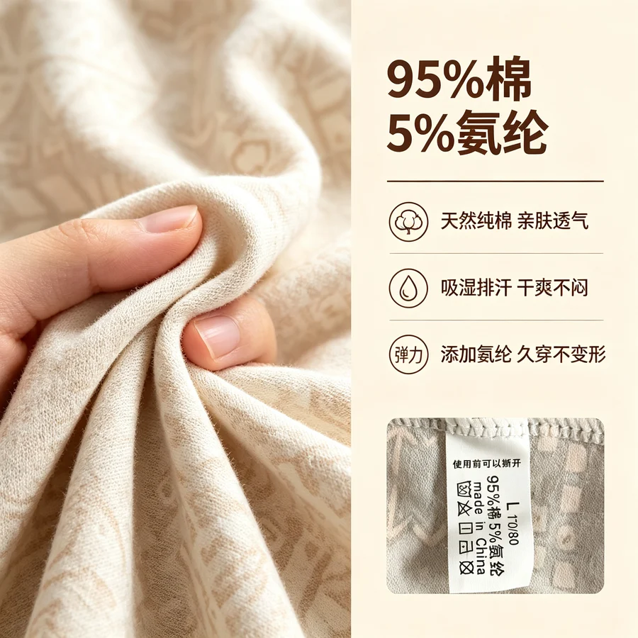 Men's Cotton Ethnic Print Boxer Briefs Vintage Loose Breathable Plus S photo 4 (style SM-E62D66)