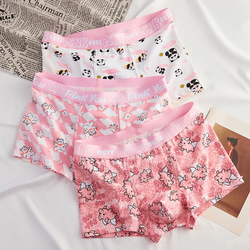 Men's Cotton Cartoon Print Breathable Boxer Briefs Pink photo 2 (style SM-5486DD)