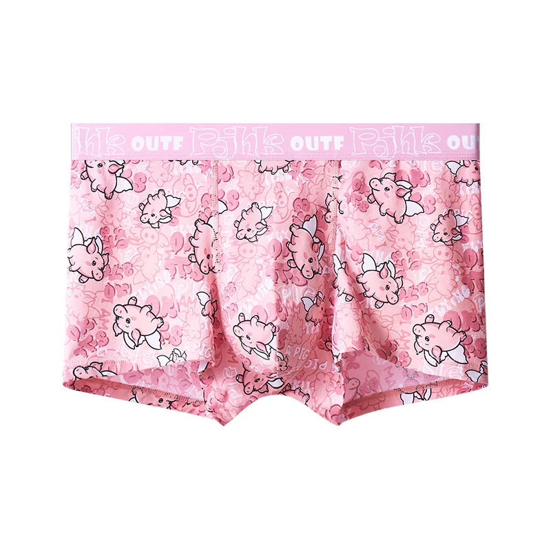 Men's Cotton Cartoon Print Breathable Boxer Briefs Pink photo 5 (style SM-5486DD)