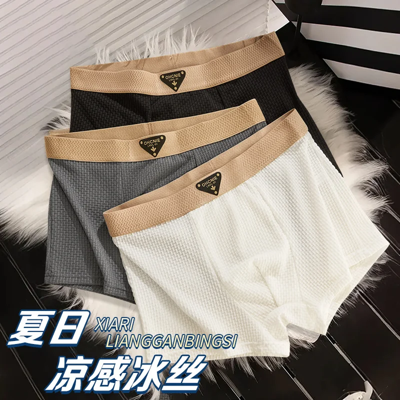 Men's Summer Ultra-Thin Breathable Loose Fit Ice Silk Nylon Antibacterial Boxer Briefs