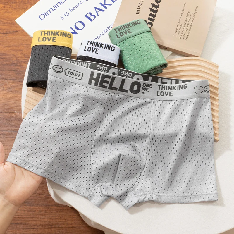 Men's Youth Boxer Briefs, Semi-Mesh, Cooling Fabric, Summer, Thin