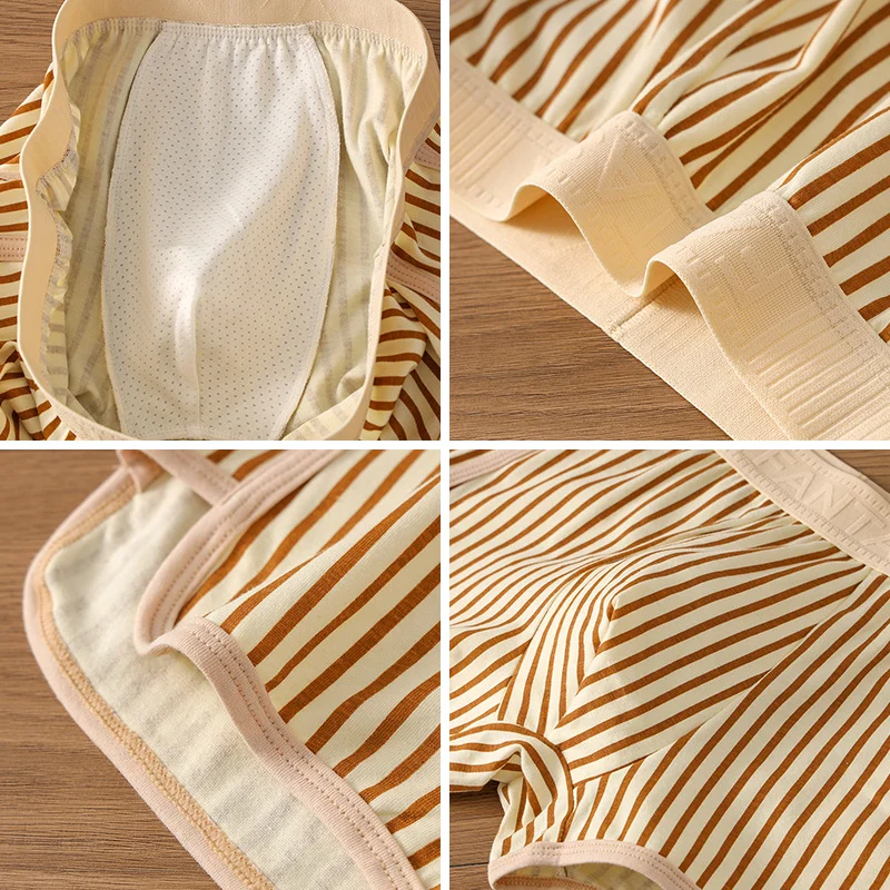 Men's Cotton Striped Print Boxer Briefs Loose Breathable Home Wear Sum photo 3 (style SM-45706B)