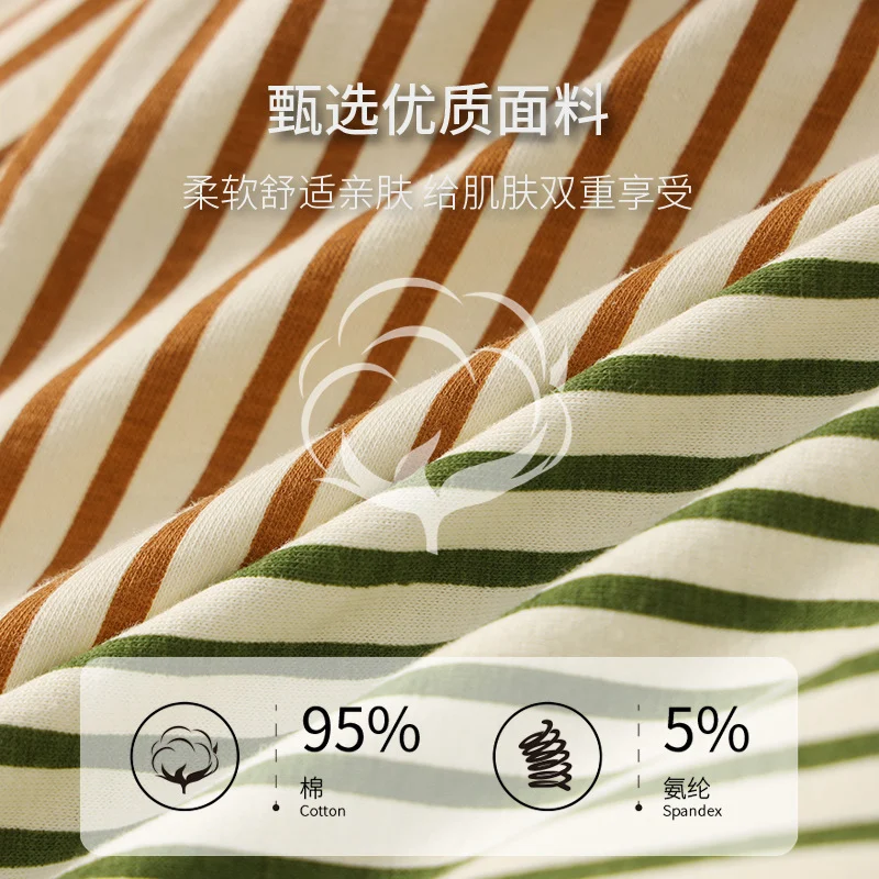 Men's Cotton Striped Print Boxer Briefs Loose Breathable Home Wear Sum photo 4 (style SM-45706B)