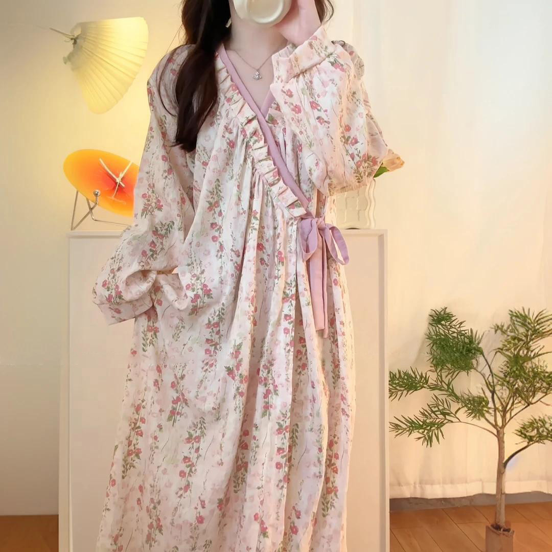 Summer Cloud Cotton Camisole Nightgown Women Loose Slim Breathable Hom photo 1 (style 0054)