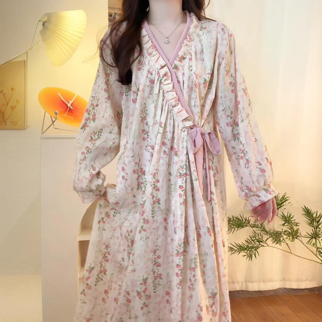 Summer Cloud Cotton Camisole Nightgown Women Loose Slim Breathable Hom photo 3 (style 0054)