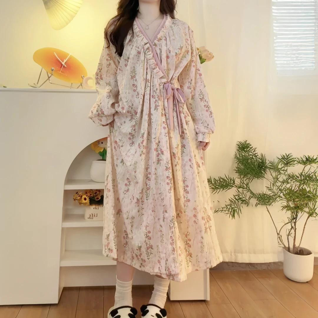 Summer Cloud Cotton Camisole Nightgown Women Loose Slim Breathable Hom photo 5 (style 0054)