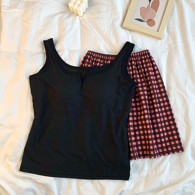 Summer Cotton Homewear Women Short Sleeve Shorts 2 Pcs Breathable Comf photo 1 (style 03)