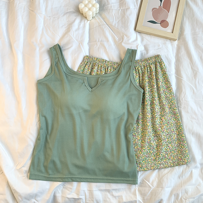 Summer Cotton Homewear Women Short Sleeve Shorts 2 Pcs Breathable Comf photo 6 (style 03)