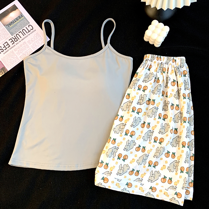 Summer Cotton Homewear Women Short Sleeve Shorts 2 Pcs Breathable Comf photo 1 (style 04)