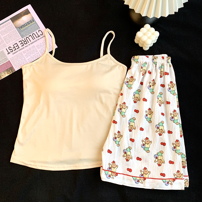 Summer Cotton Homewear Women Short Sleeve Shorts 2 Pcs Breathable Comf photo 6 (style 04)