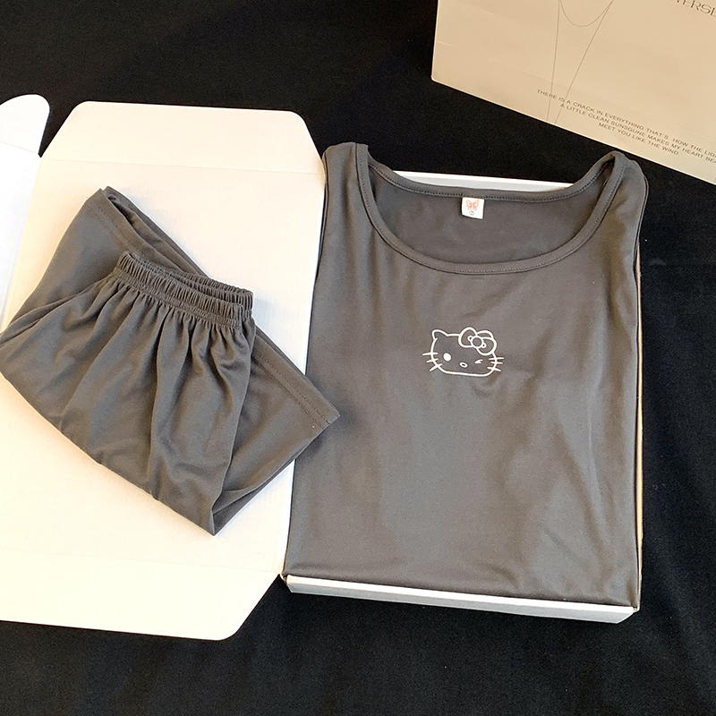 Summer Cotton Homewear Women Short Sleeve Shorts 2 Pcs Breathable Comf photo 1 (style 05)