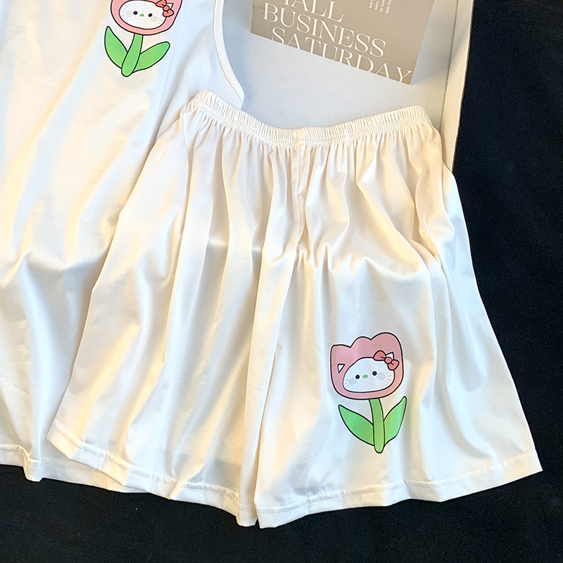 Summer Cotton Homewear Women Short Sleeve Shorts 2 Pcs Breathable Comf photo 5 (style 05)