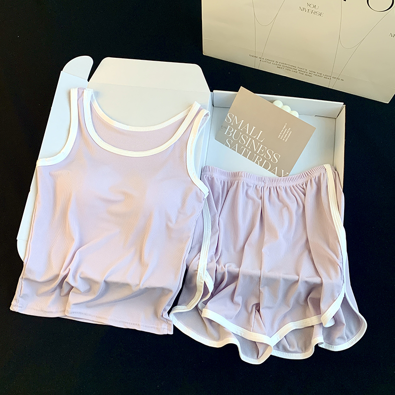 Summer Cotton Homewear Women Short Sleeve Shorts 2 Pcs Breathable Comf photo 1 (style 06)
