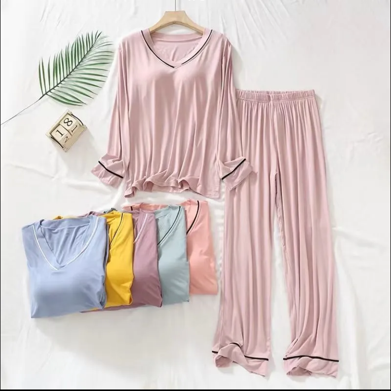 Women's Summer Cotton Pajama Set with Built-in Bra - Short Sleeve & Sh photo 7 (style SM-964816)