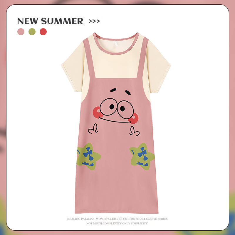 Women's Summer Pure Cotton Camisole Sleep Dress, Loose Fit, Breathable Home Wear