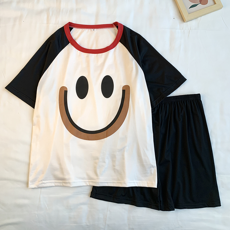 Summer Cotton Homewear Women Short Sleeve Shorts 2 Pcs Breathable Comf photo 3 (style 10)