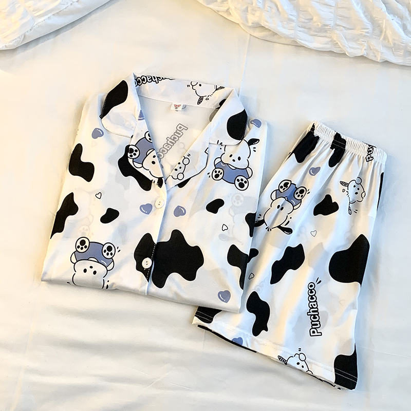 Summer Cotton Homewear Women Short Sleeve Shorts 2 Pcs Breathable Comf photo 6 (style 10)