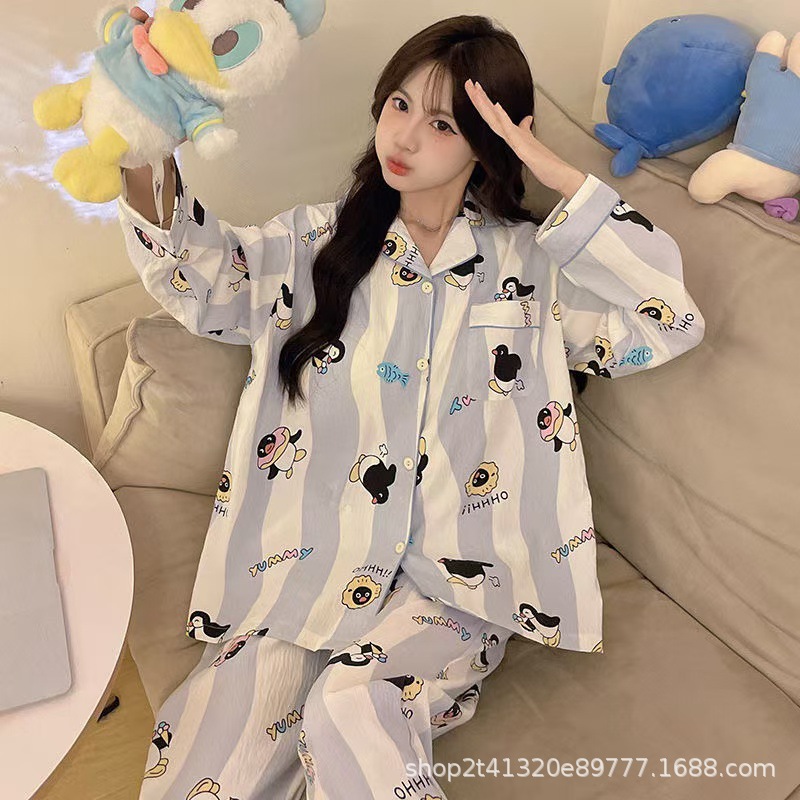 Cloud Cotton Pajamas Women Summer High Value Cartoon Cute Long Sleeve photo 3 (style 16881022448330644)