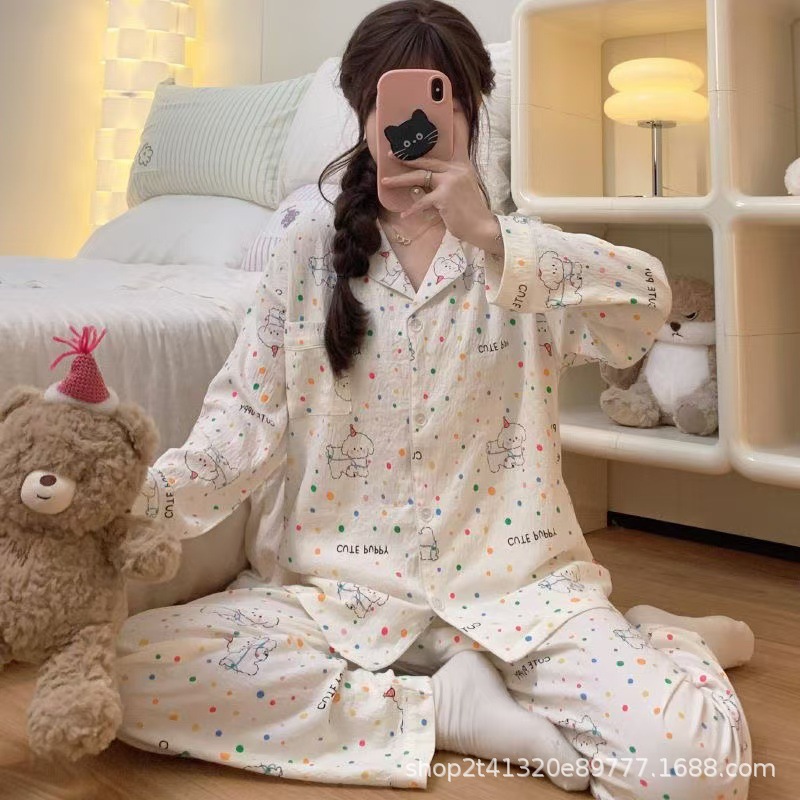 Cloud Cotton Pajamas Women Summer High Value Cartoon Cute Long Sleeve photo 5 (style 16881022448330644)