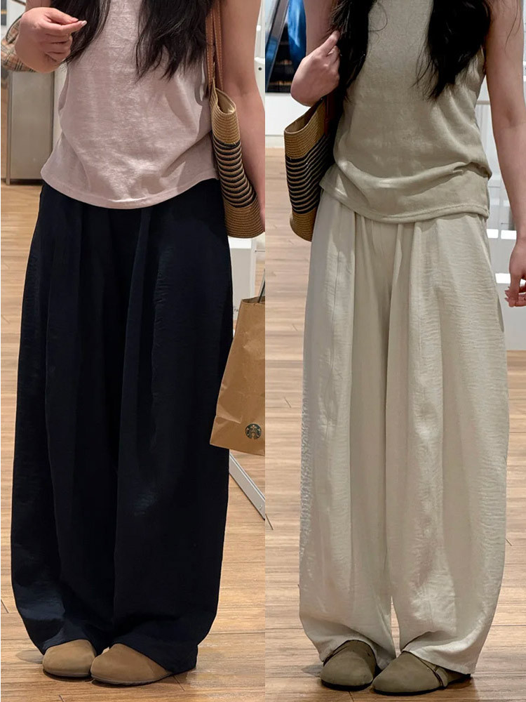 Japanese Ice Silk Curved Pants Women 2026 Spring Summer High Waist Sli photo 1 (style 1028704399298)