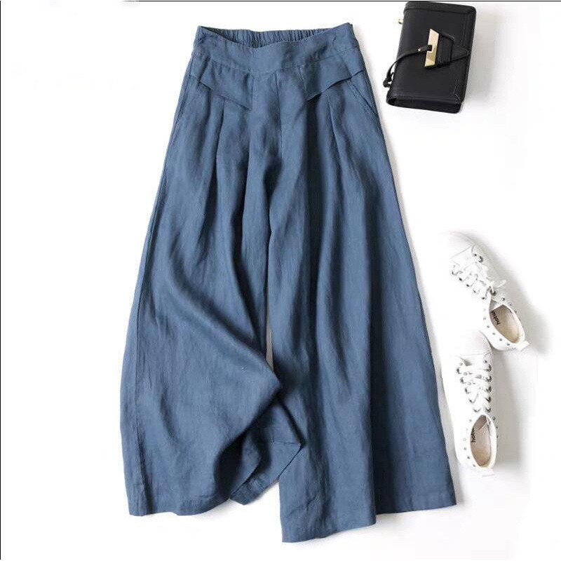 Large Stock Europe Women's Loose Drape Half Elastic High Waist Thin Li photo 6 (style 1030492585109)