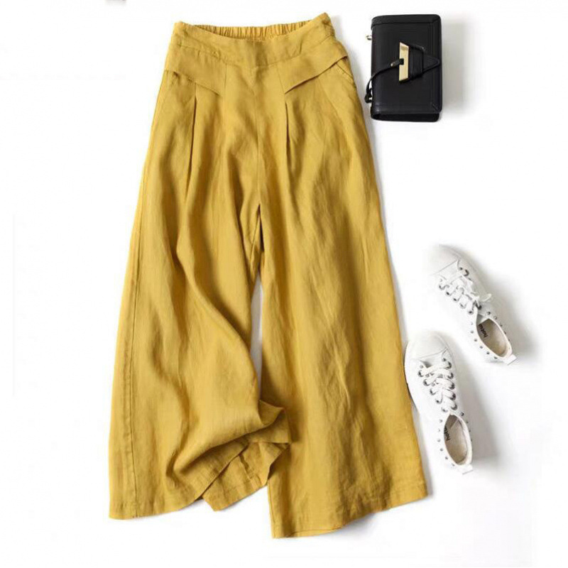 Large Stock Europe Women's Loose Drape Half Elastic High Waist Thin Li photo 7 (style 1030492585109)