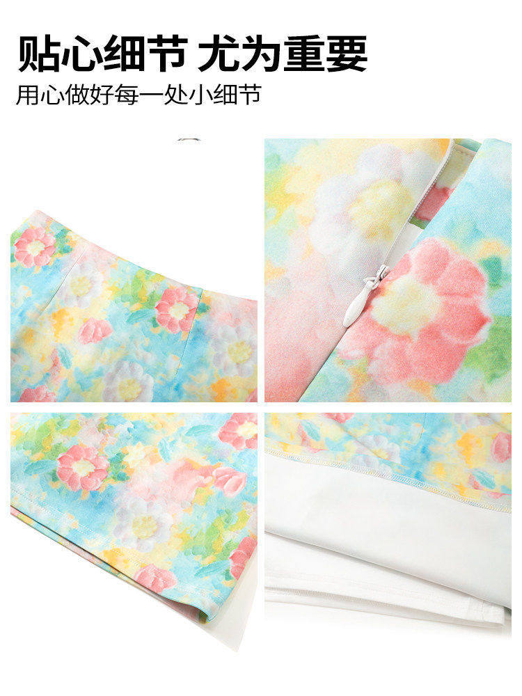 Off Shoulder Oil Painting Dress Set Women Summer Short Sleeve Beautifu photo 1 (style 1035297617083)