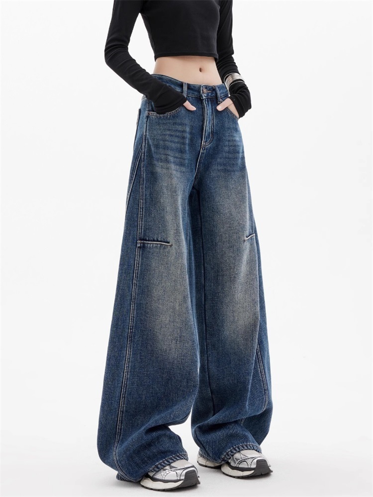 American Retro Blue Curved Jeans Women Spring Summer 2026 New Sickle L photo 3 (style 1059409949435)