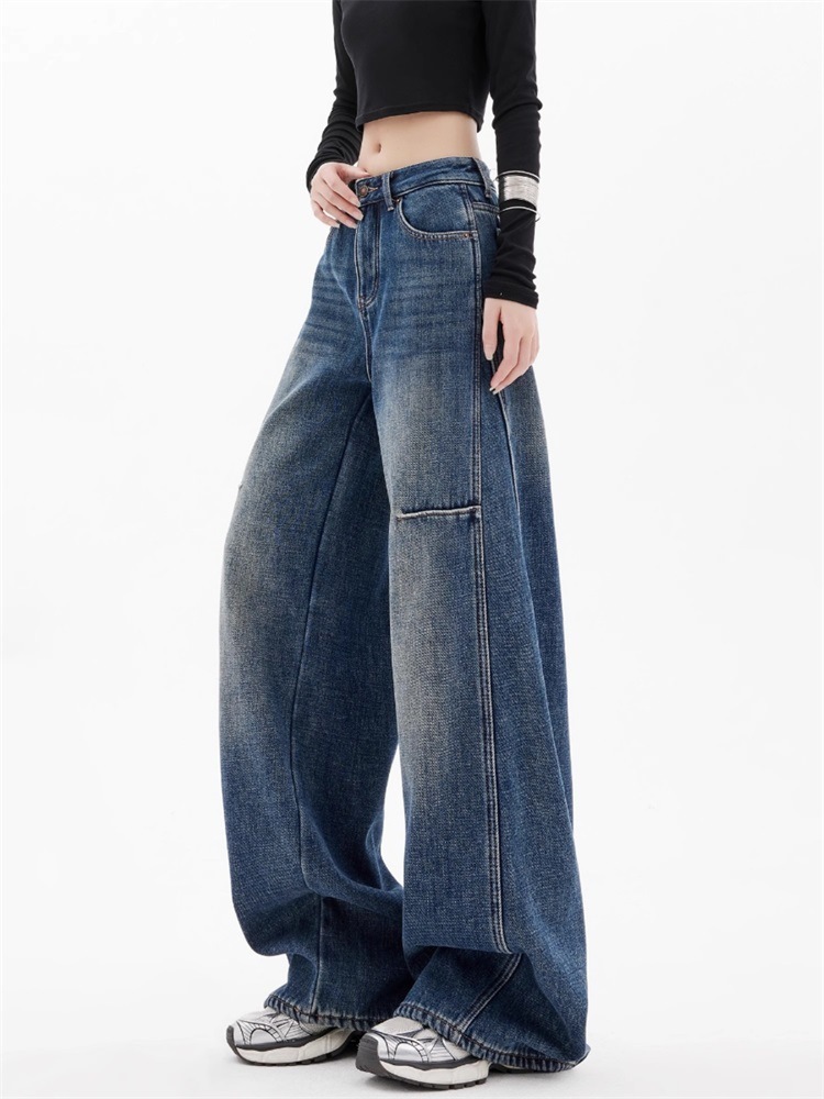 American Retro Blue Curved Jeans Women Spring Summer 2026 New Sickle L photo 4 (style 1059409949435)