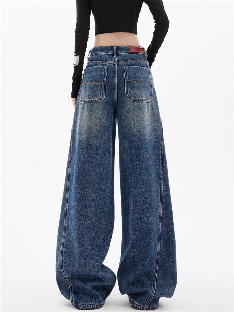 American Retro Blue Curved Jeans Women Spring Summer 2026 New Sickle L photo 5 (style 1059409949435)