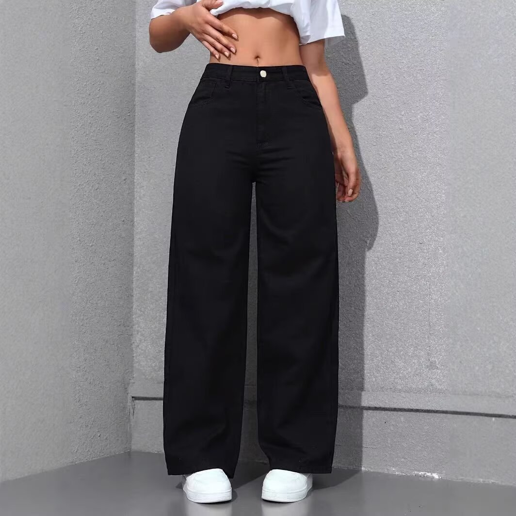 Cross-border Amazon AliExpress Hot White Straight Jeans Women Loose Ca photo 2 (style 1060808082389)
