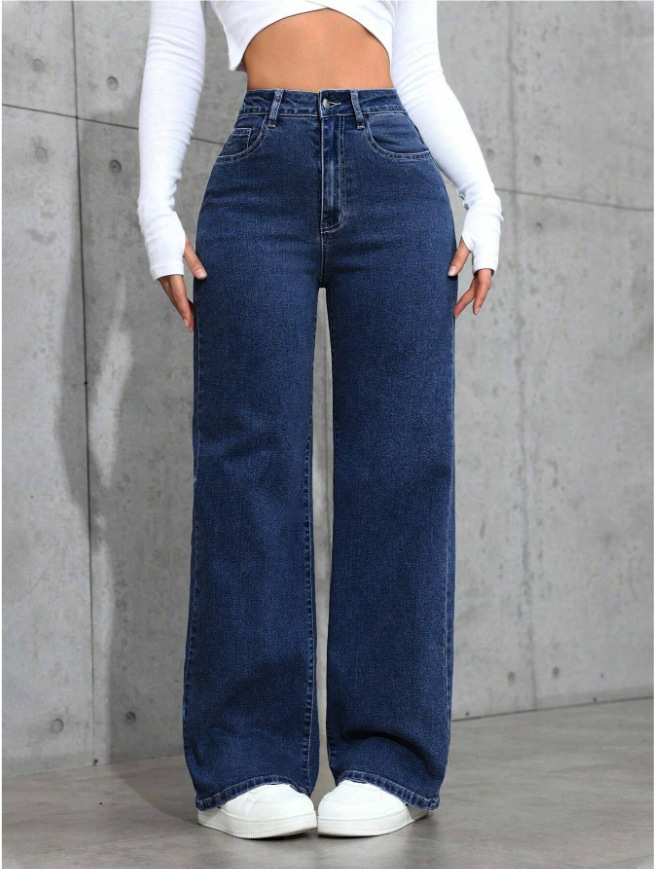 Cross-border Amazon AliExpress Hot White Straight Jeans Women Loose Ca photo 6 (style 1060808082389)